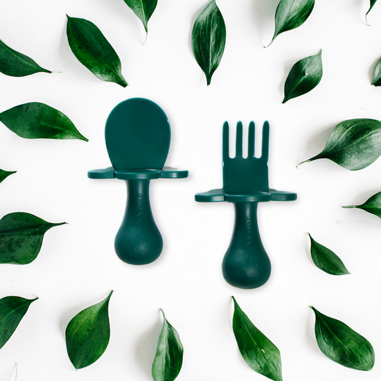 Self-feeding Spoon and Fork Set - Forest Green