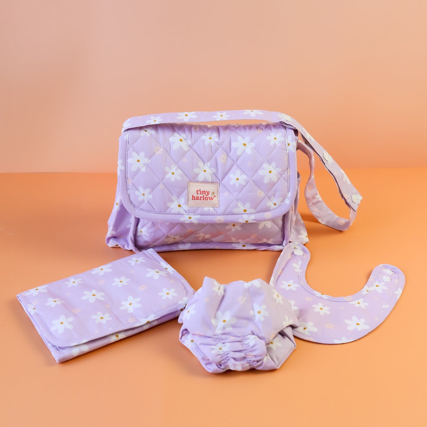Tiny Nurturers Doll's Nappy Bag and Set - Lilac Daisy