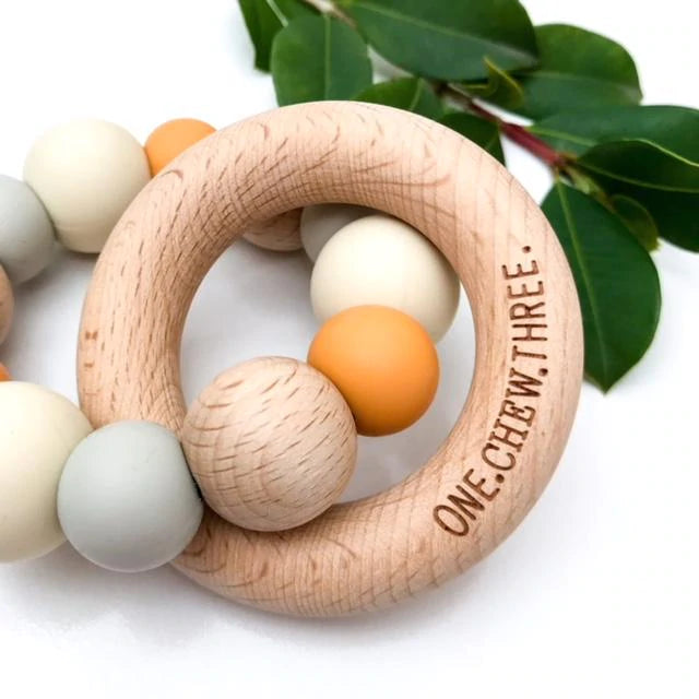 Silicone and Beech Wood Teether - Natural