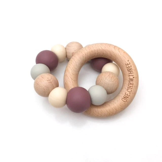 Silicone and Beech Wood Teether - Natural