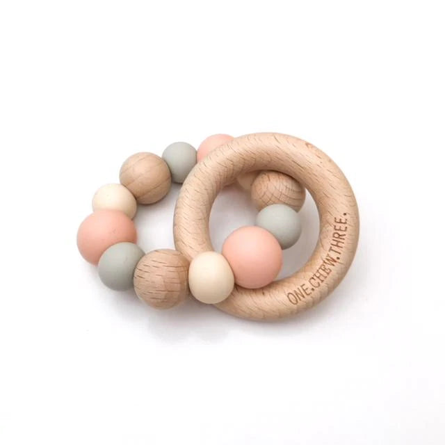 Silicone and Beech Wood Teether - Natural