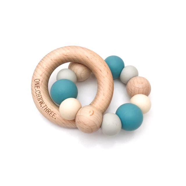 Silicone and Beech Wood Teether - Natural