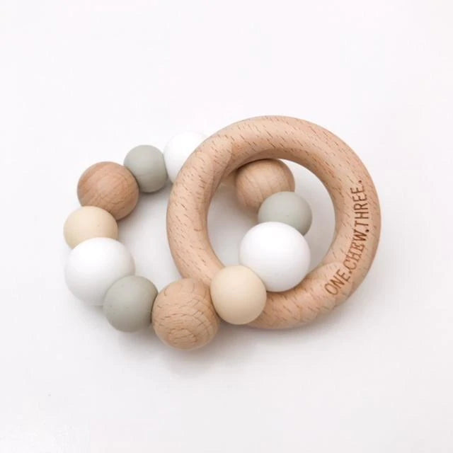 Silicone and Beech Wood Teether - Natural