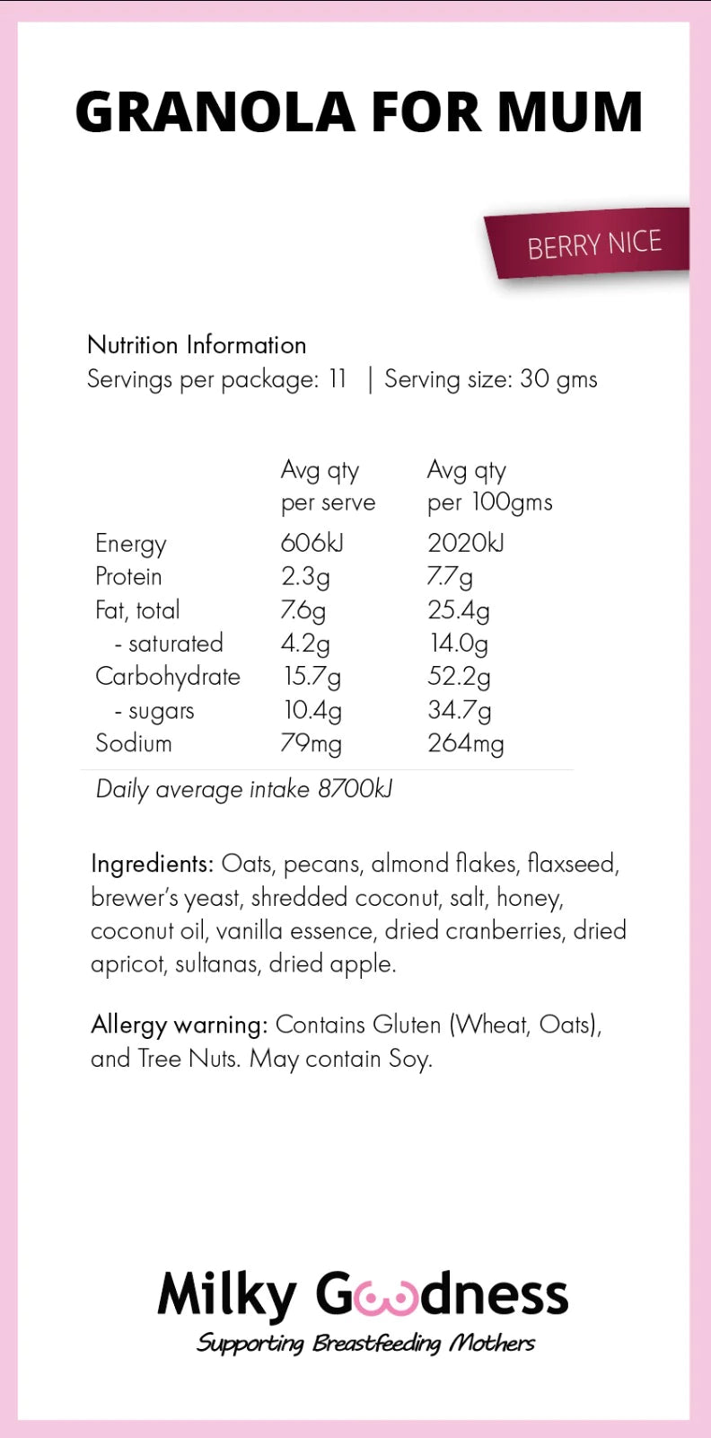 Lactation Granola - Berry-Nice