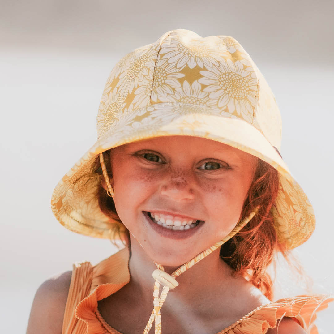 Swim Hat - Ponytail Bucket - Sunflower