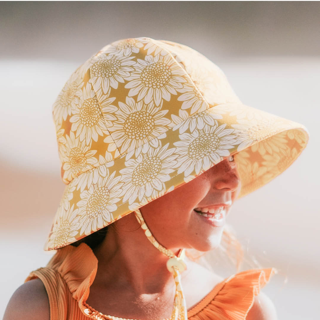 Swim Hat - Ponytail Bucket - Sunflower