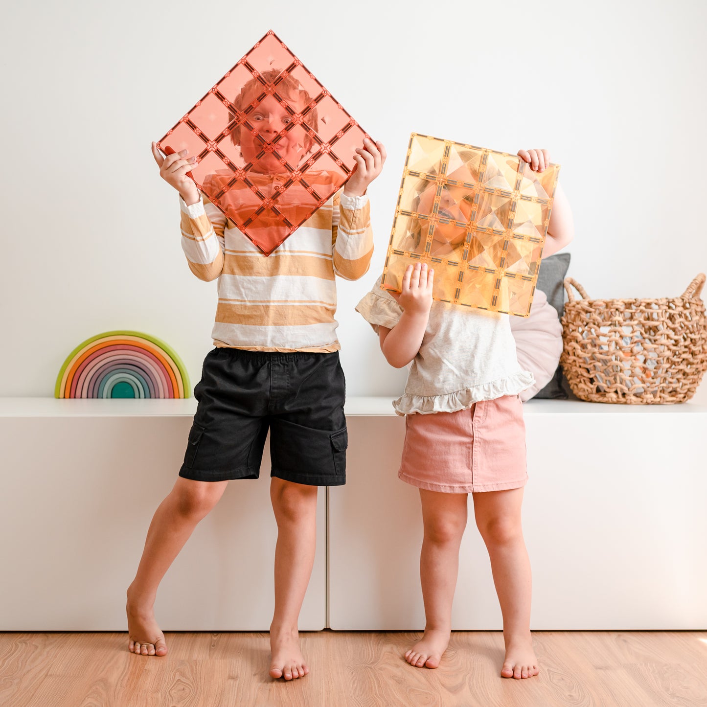 Magnetic Tiles - 2 pc Pastel Lemon & Peach Base Plates