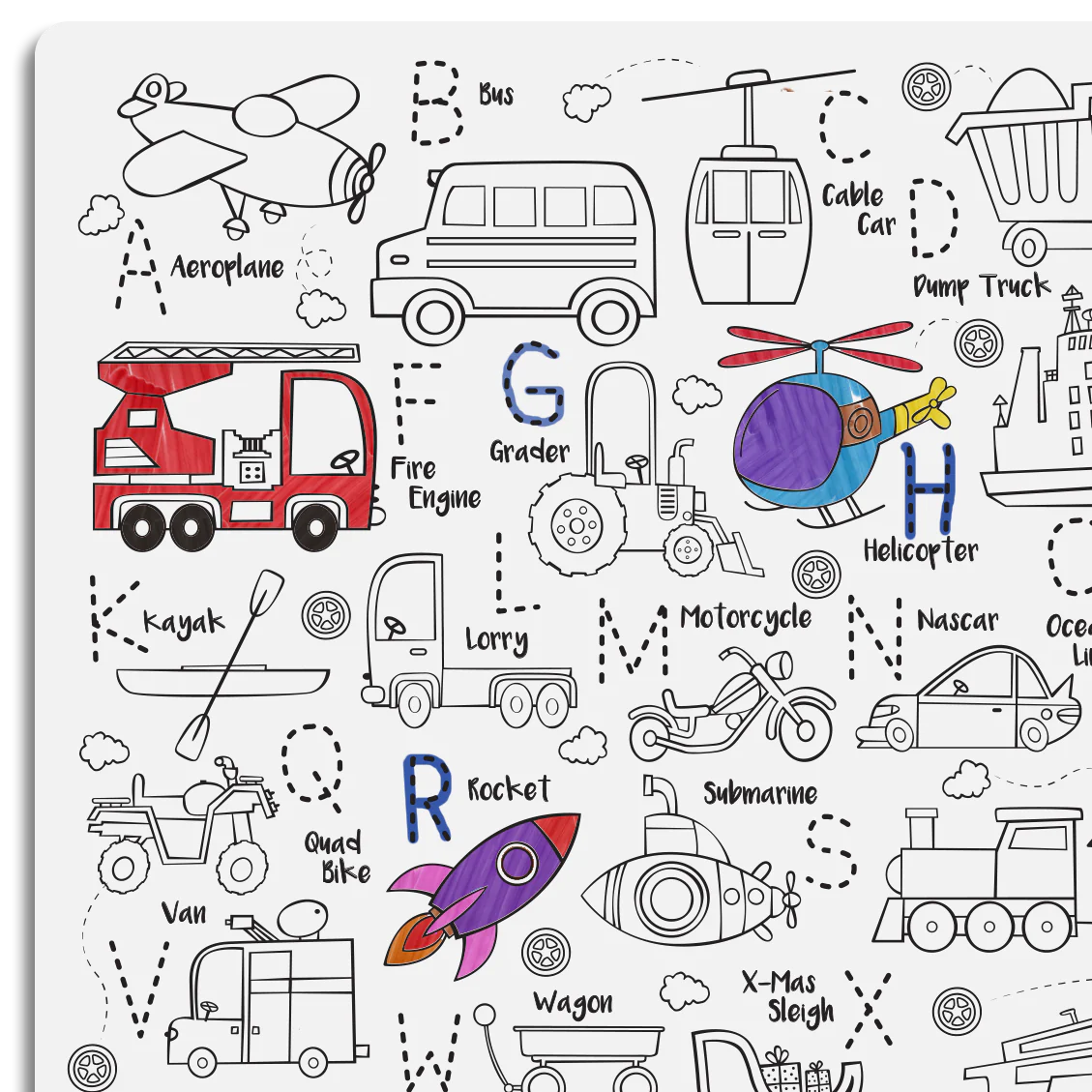 Wipeable Colouring In - Toot Toot Honk