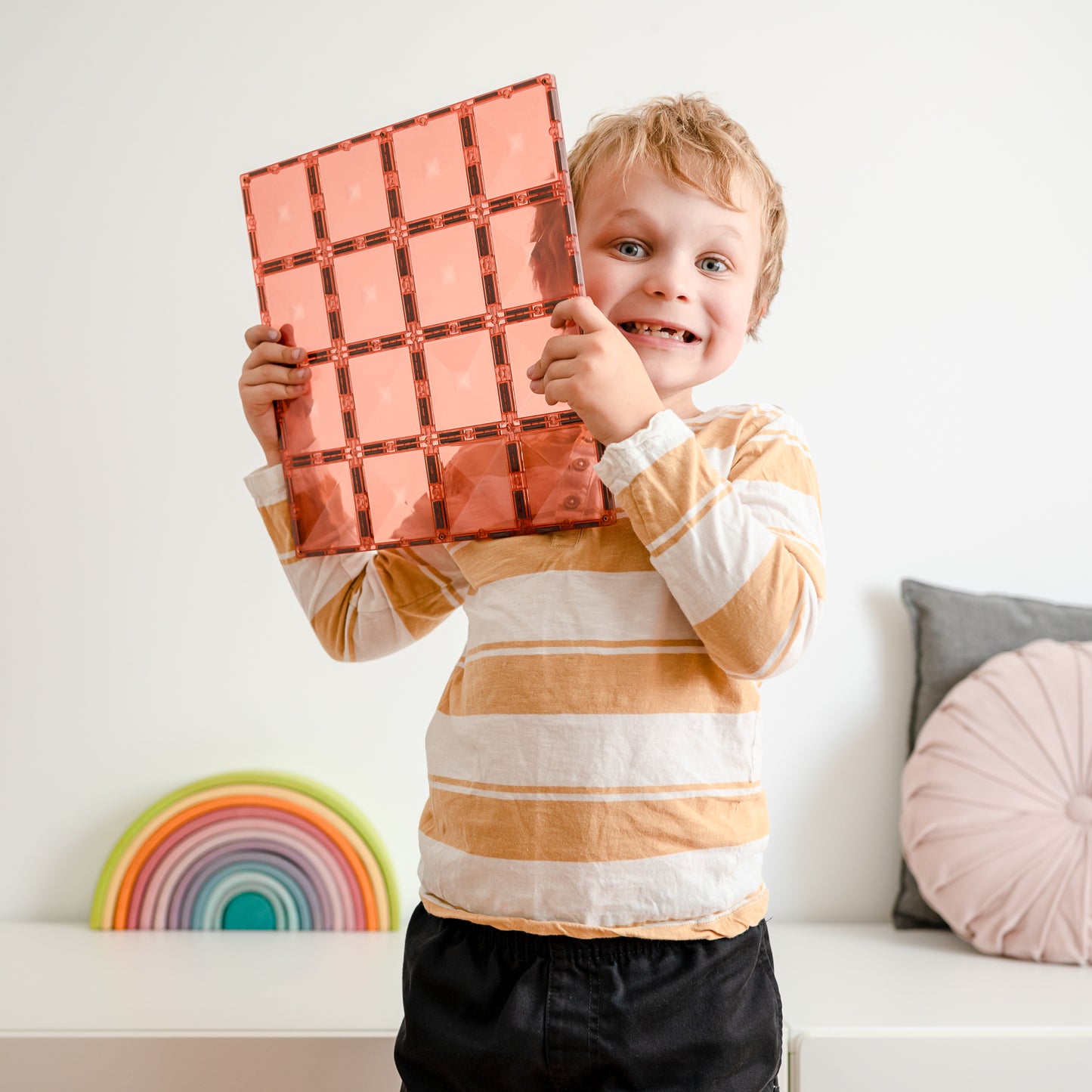 Magnetic Tiles - 2 pc Pastel Lemon & Peach Base Plates
