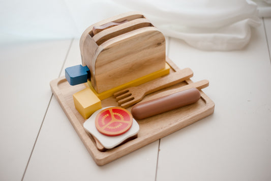 Wooden Breakfast Set and Toaster