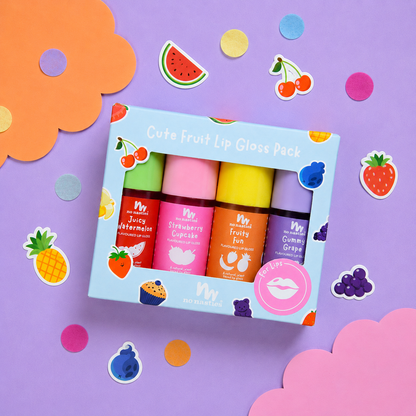 Scented Natural Lip Gloss Gift Set - Set of 4 - Cute Fruit