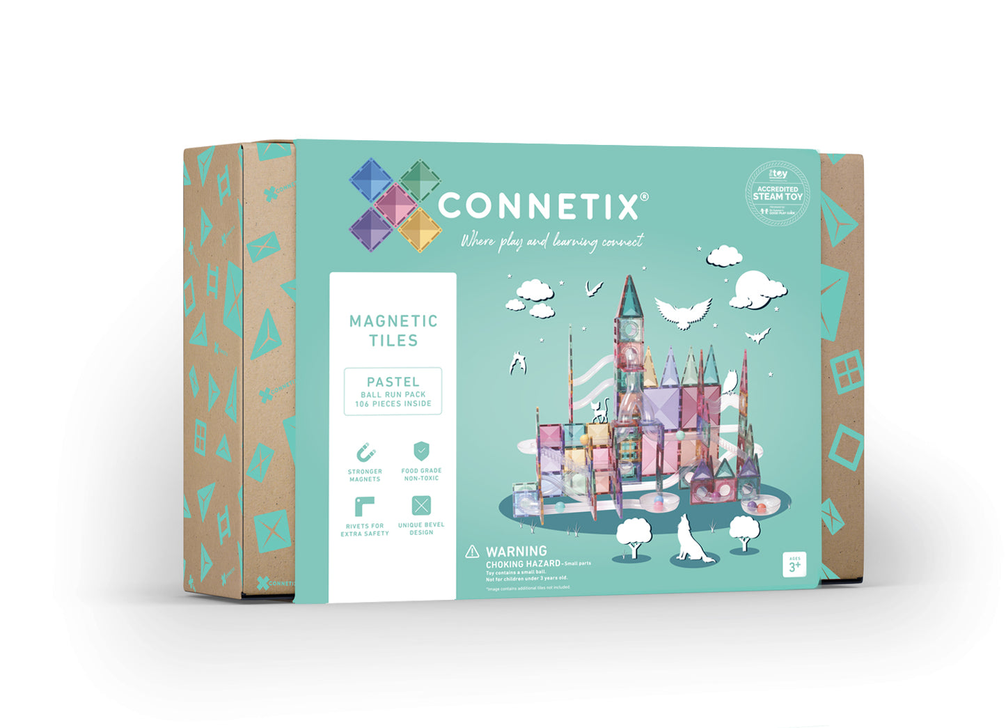 Magnetic Tiles - 106 pc Pastel Ball Run Pack