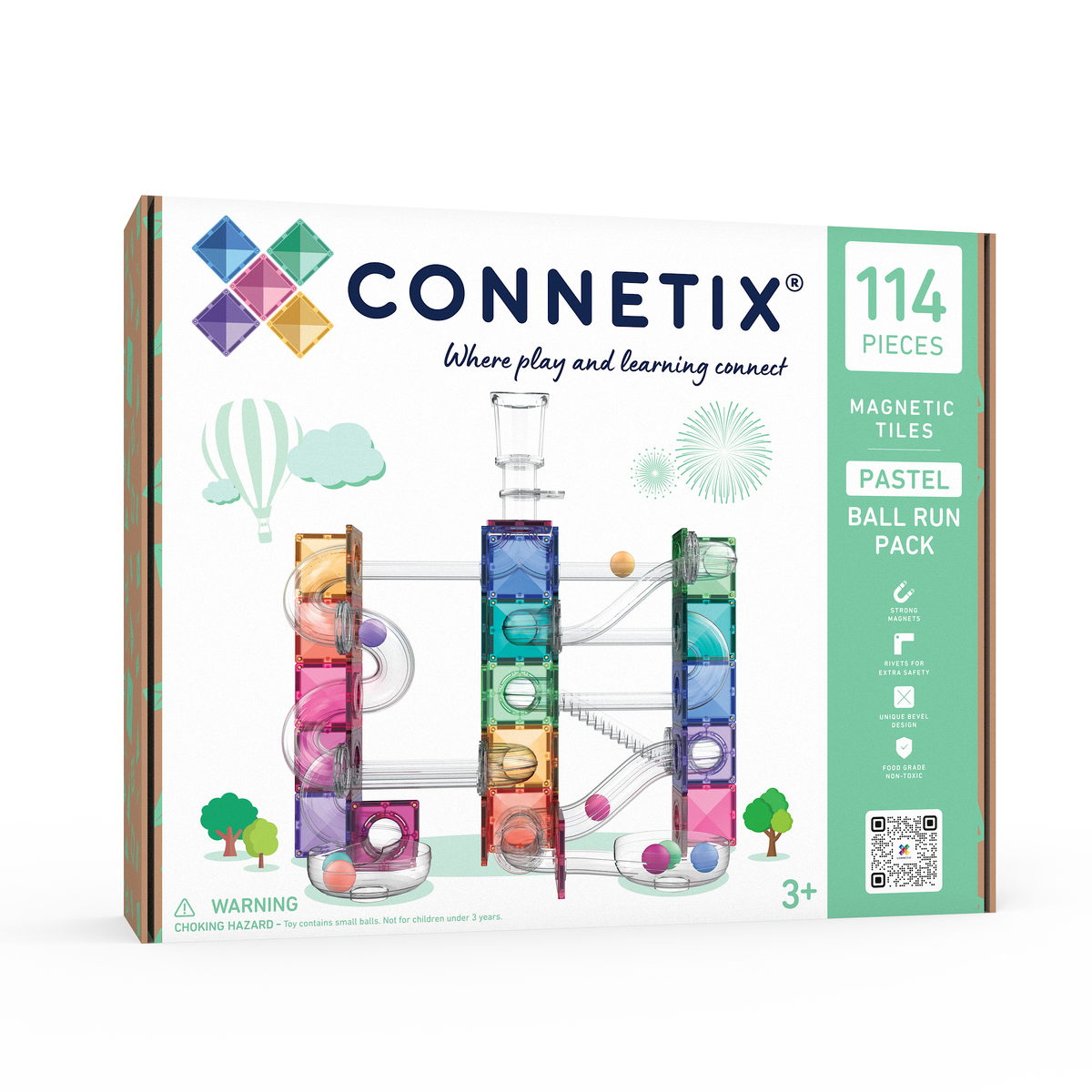 PRE ORDER - Magnetic Tiles - 114 pc Pastel Ball Run Pack - REFRESHED