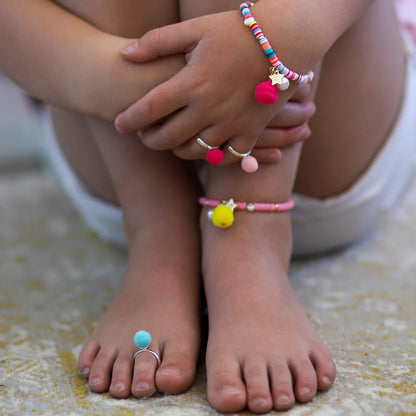 Bracelet - Rainbow with Pom Pom and Pearl