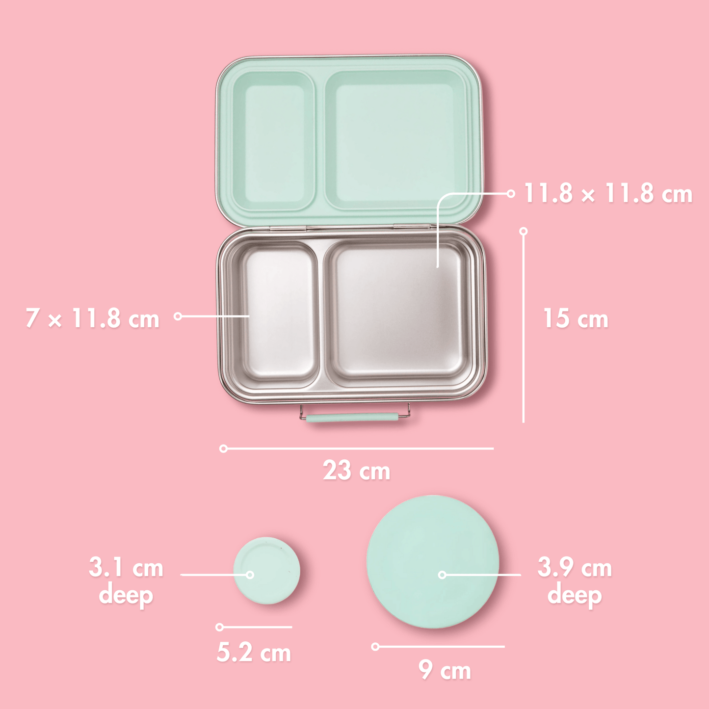 Two Compartment Leak Proof Stainless Steel Lunchbox - Mint