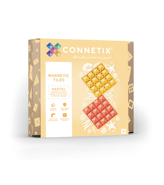 Magnetic Tiles - 2 pc Pastel Lemon & Peach Base Plates