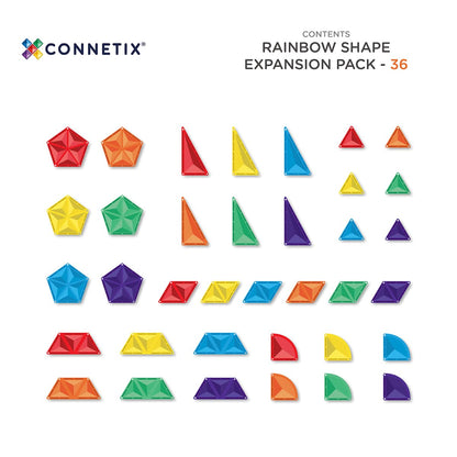 Magnetic Tiles - 36 pc Rainbow Shape Expansion Pack