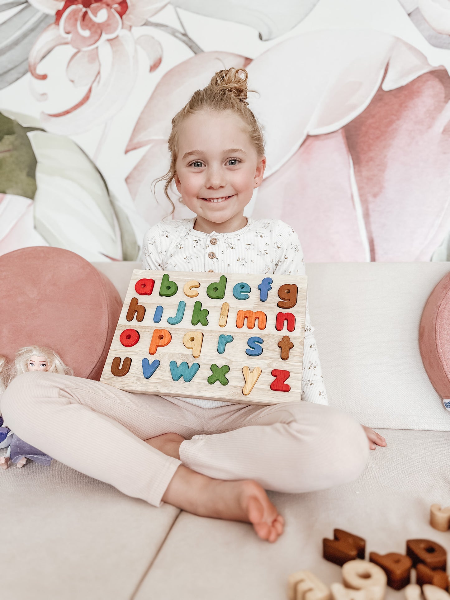 Letter Puzzle - Lower Case Wooden Coloured