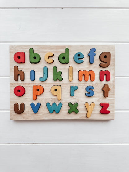 Letter Puzzle - Lower Case Wooden Coloured