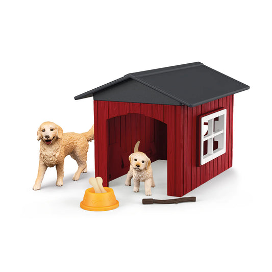 Dog Kennel with Golden Retrievers