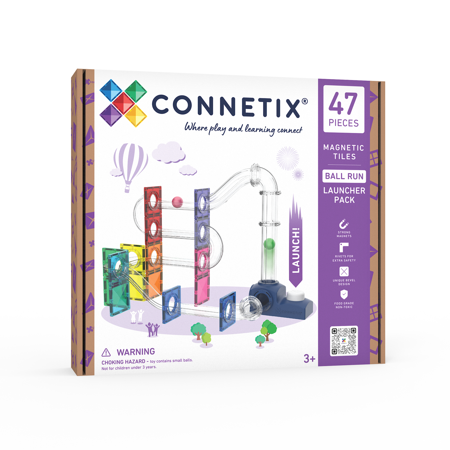 Connetix Magnetic Tiles - Ball Run Launcher Pack 47 pc