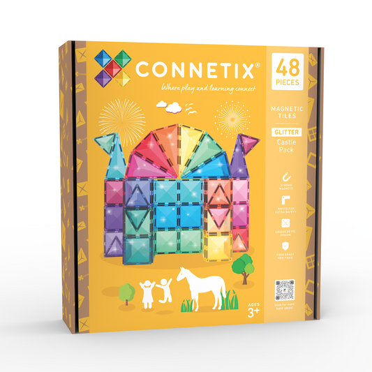 Connetix Magnetic Tiles - 48pc Glitter Pack - Castle - NEW!!!