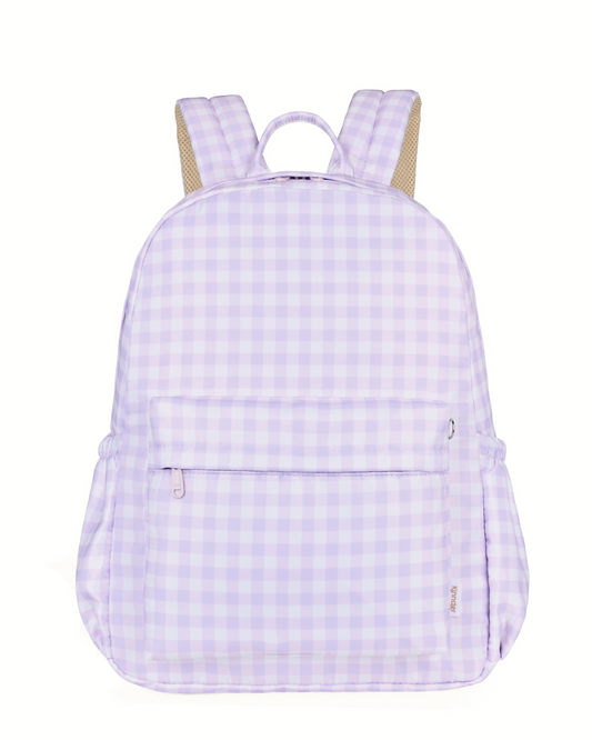 Lilac Gingham Junior Kindy/School Backpack - Extra Deep