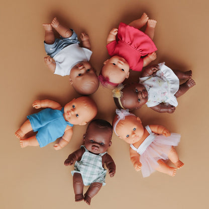 Miniland Doll 21cm African - Girl - Clothed - My Friends & Me