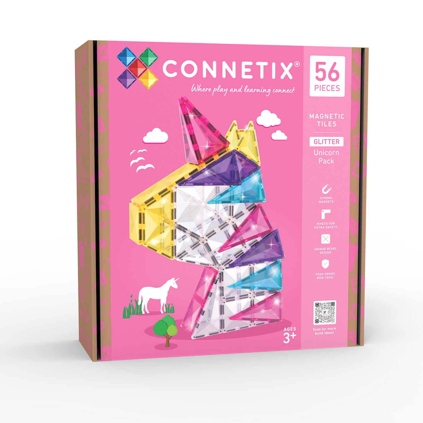 Connetix Magnetic Tiles - 56pc Glitter Pack - Unicorn - NEW!!!