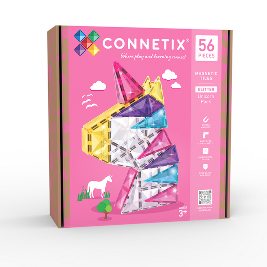Connetix Magnetic Tiles - 56pc Glitter Pack - Unicorn - NEW!!!