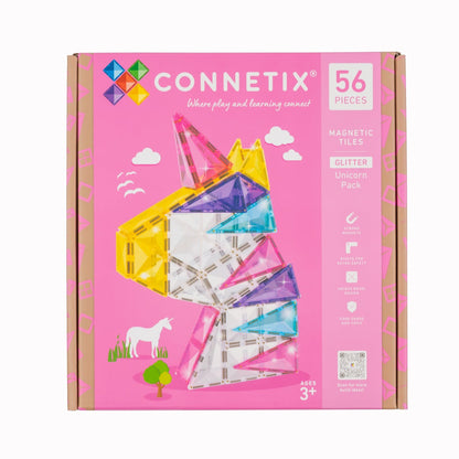 Connetix Magnetic Tiles - 56pc Glitter Pack - Unicorn - NEW!!!