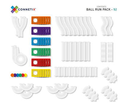 Magnetic Tiles - 92 pc Rainbow Ball Run Pack