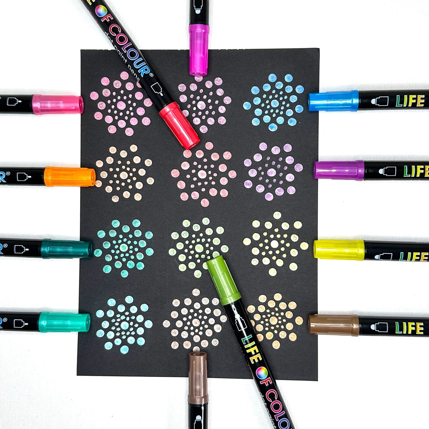 Dot Markers Acrylic Paint Pens - Set of 12 - Metallic