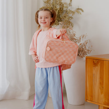 Large Lunch Bag - Peach Check