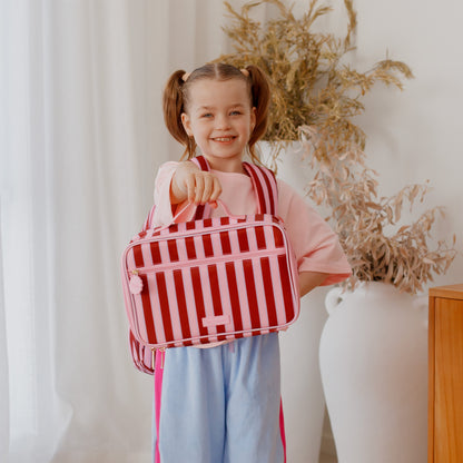 Large Lunch Bag - Burgundy Stripe