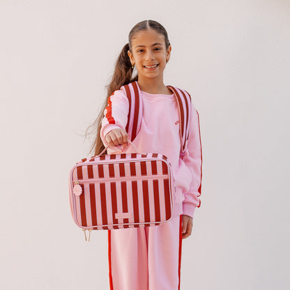 Large Lunch Bag - Burgundy Stripe