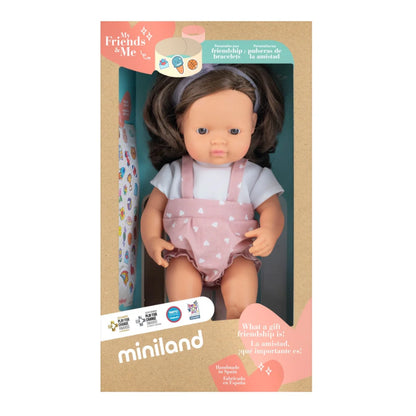 Miniland Doll 38cm Caucasian Brown Hair - Girl - Clothed - My Friends & Me