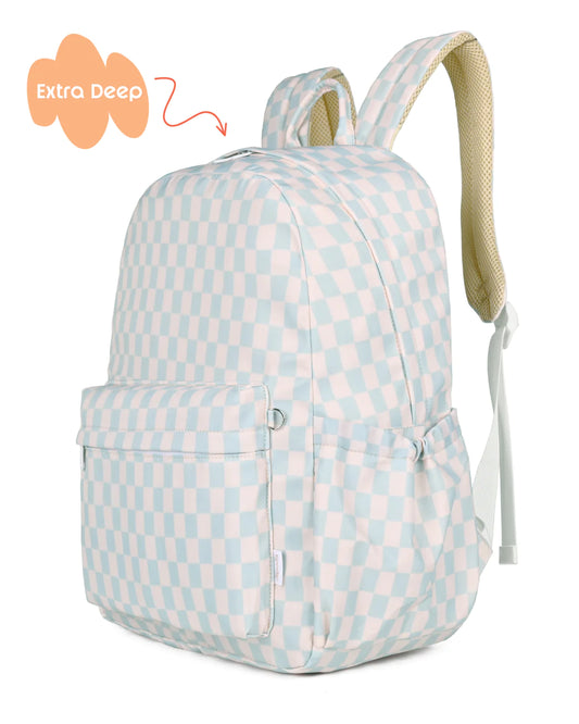 Blue Check Junior Kindy/School Backpack - Extra Deep