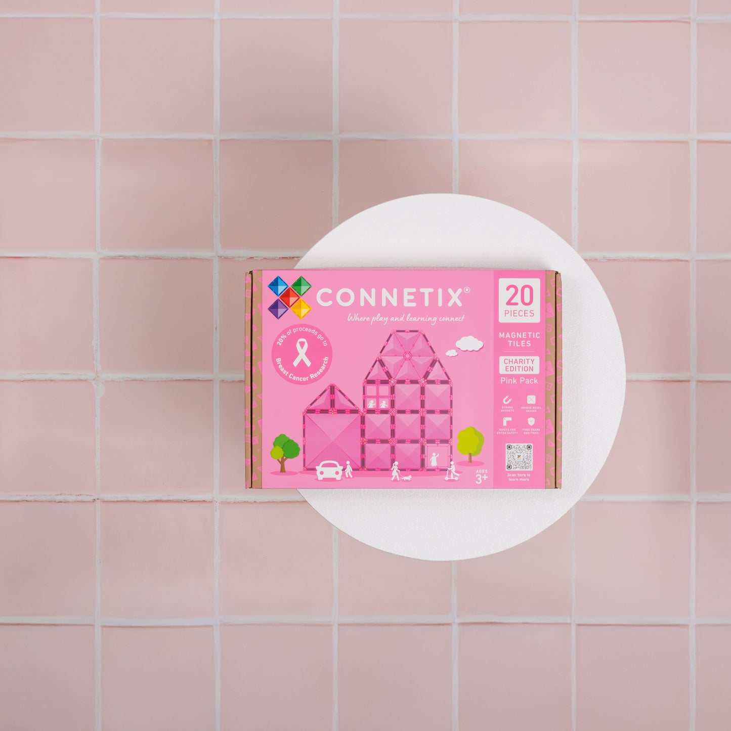 Connetix Magnetic Tiles - 20pc Charity Pack - Pink - NEW!!!