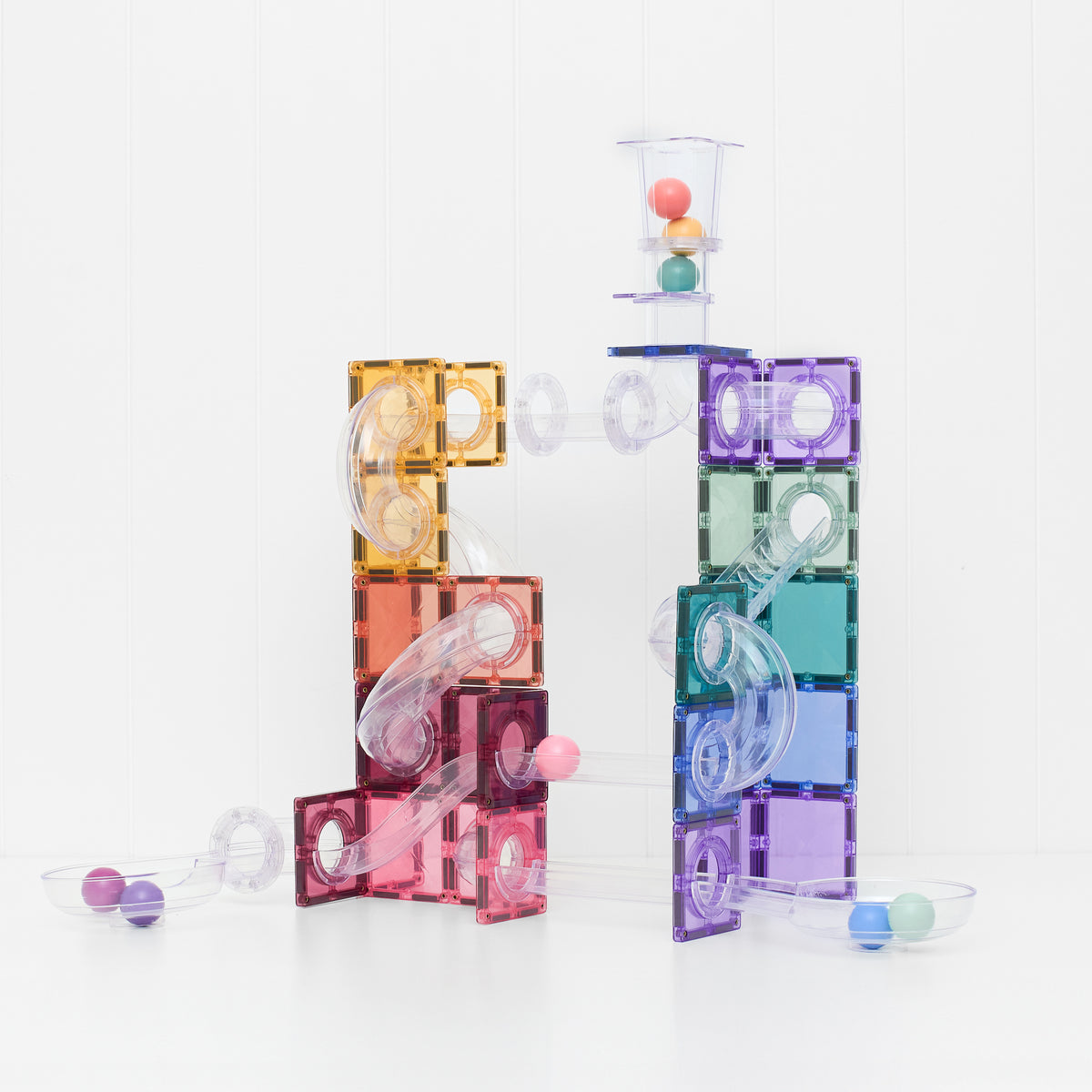 PRE ORDER - Magnetic Tiles - 114 pc Pastel Ball Run Pack - REFRESHED