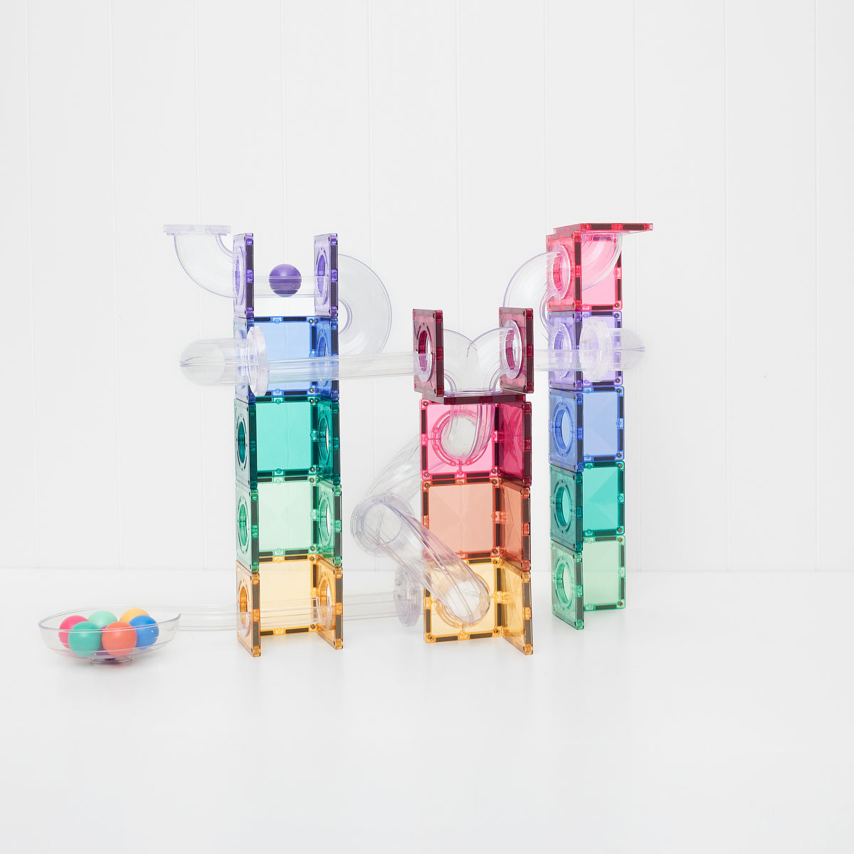 PRE ORDER - Magnetic Tiles - 114 pc Pastel Ball Run Pack - REFRESHED