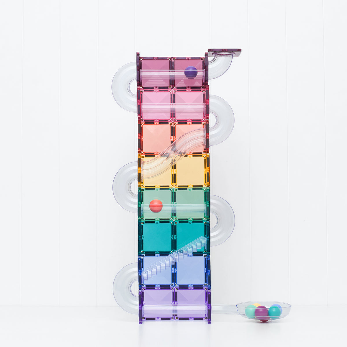 PRE ORDER - Magnetic Tiles - 114 pc Pastel Ball Run Pack - REFRESHED