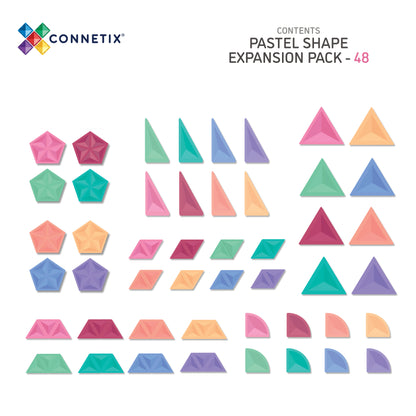 Magnetic Tiles - 48 pc Pastel Shape Expansion Pack