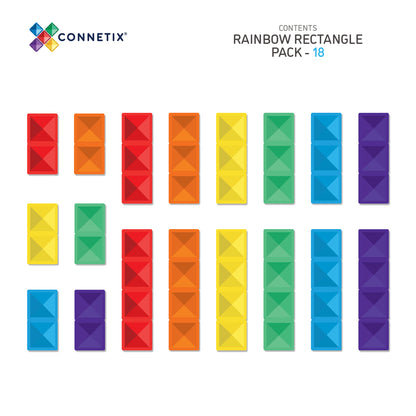 Magnetic Tiles - 18 pc Rainbow Rectangle Pack