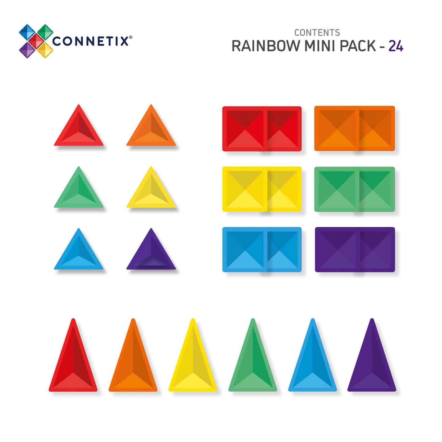 Magnetic Tiles - 24 pc Rainbow Mini Pack