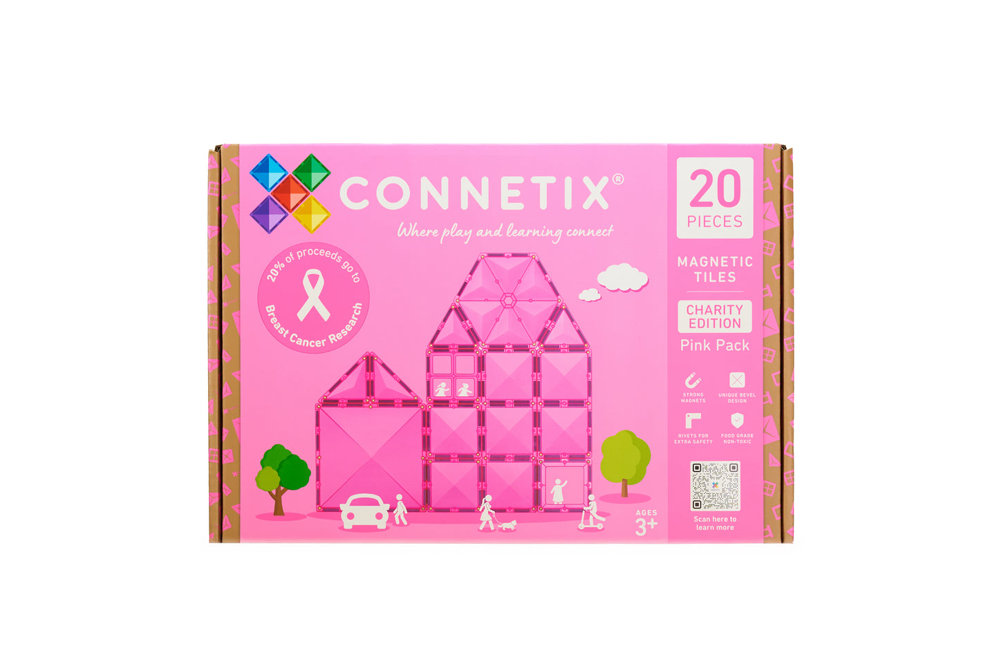 Connetix Magnetic Tiles - 20pc Charity Pack - Pink - NEW!!!