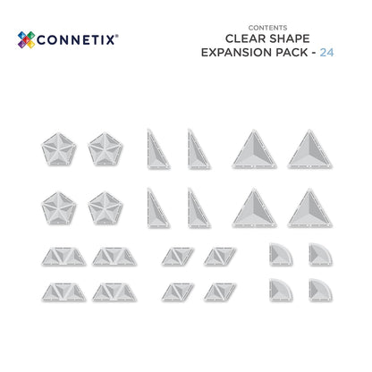 Magnetic Tiles - 24 pc Clear Shape Expansion Pack
