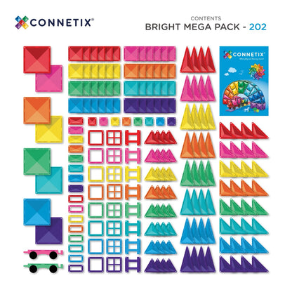 PRE ORDER - Magnetic Tiles - 202 pc Bright Mega Pack - REFRESHED PACK