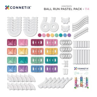 PRE ORDER - Magnetic Tiles - 114 pc Pastel Ball Run Pack - REFRESHED