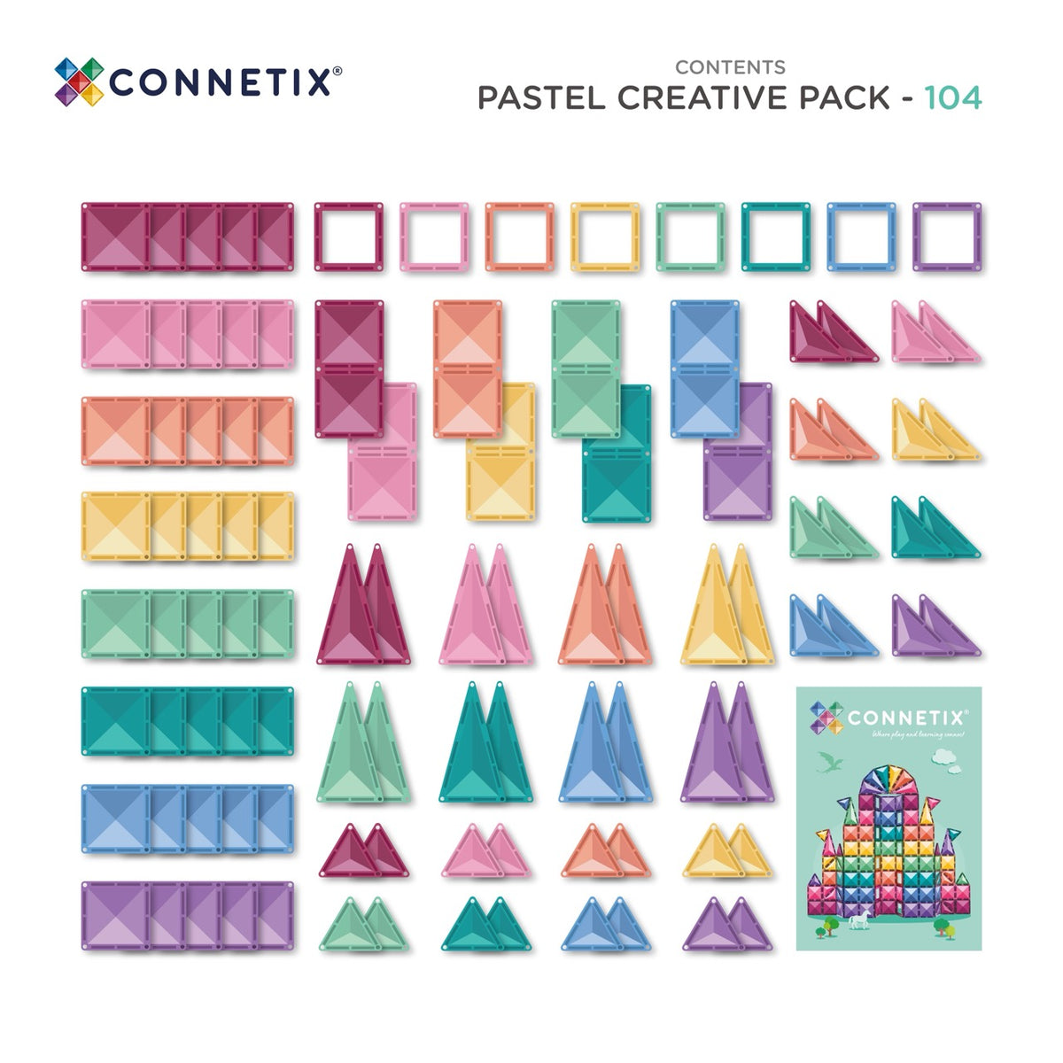 COMING SOON - Magnetic Tiles - 104 pc Pastel Creative Pack - REFRESHED PACK